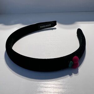 2/$20 Black velvet Headband with Pink Cherry Accent